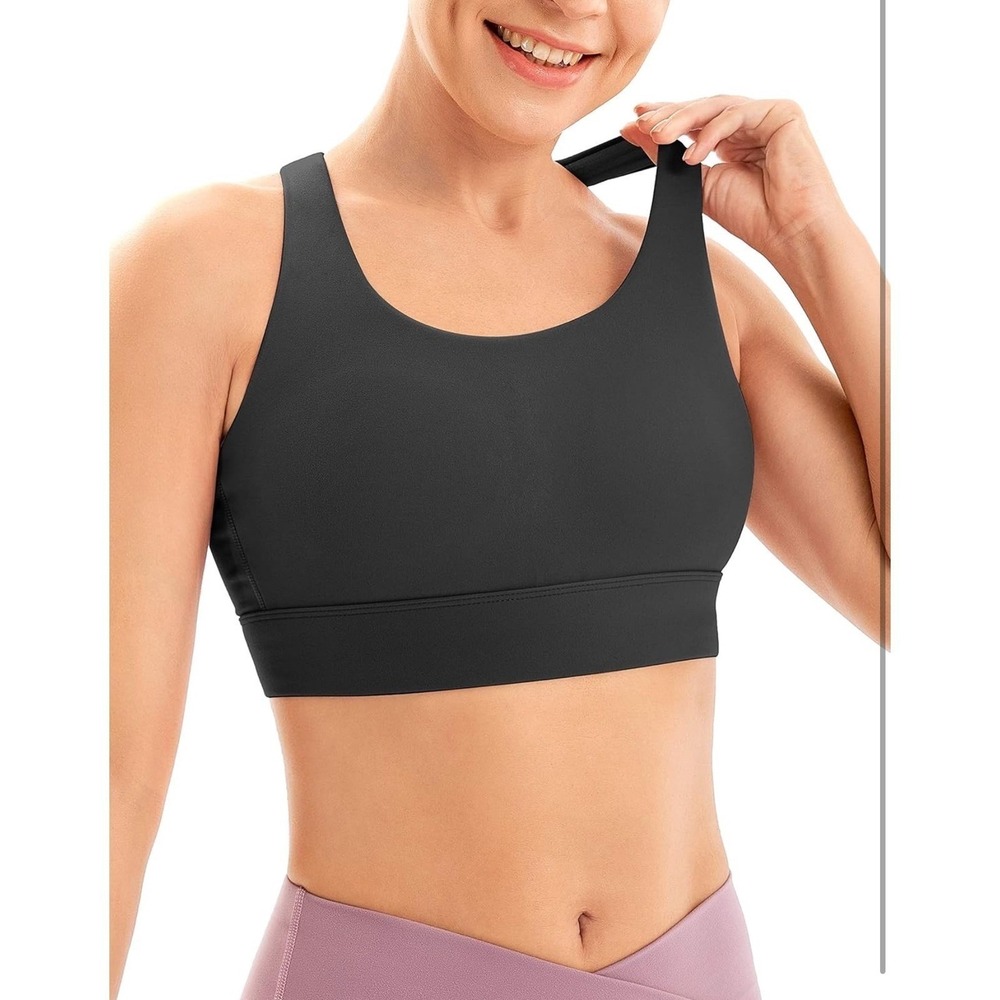 IUGA Sports Bra Womens XL Black Strappy Crisscross Back High Impact Activewear